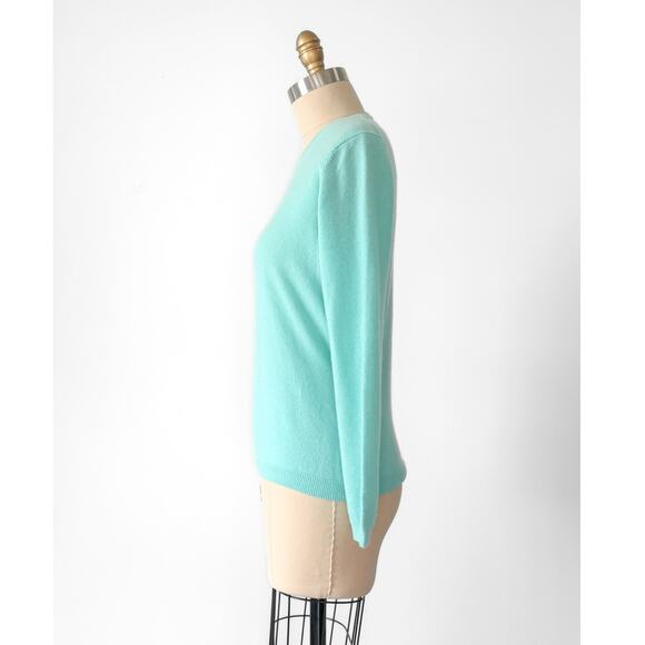 Pure Collection Aqua Blue 100% Cashmere Knit Crewneck Top size 6 - Picture 4 of 7